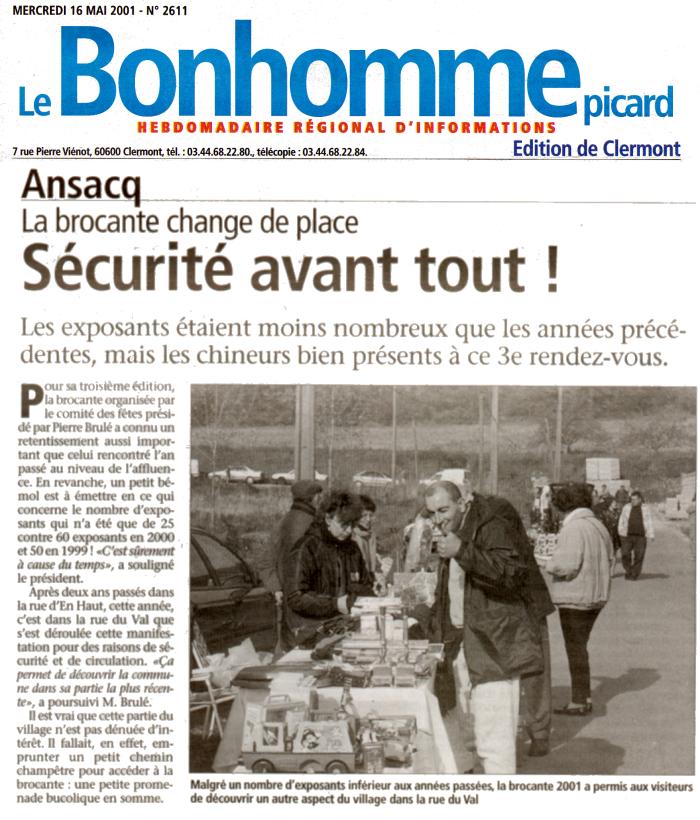 Article du Bonhomme Picard du 16 mai 2001