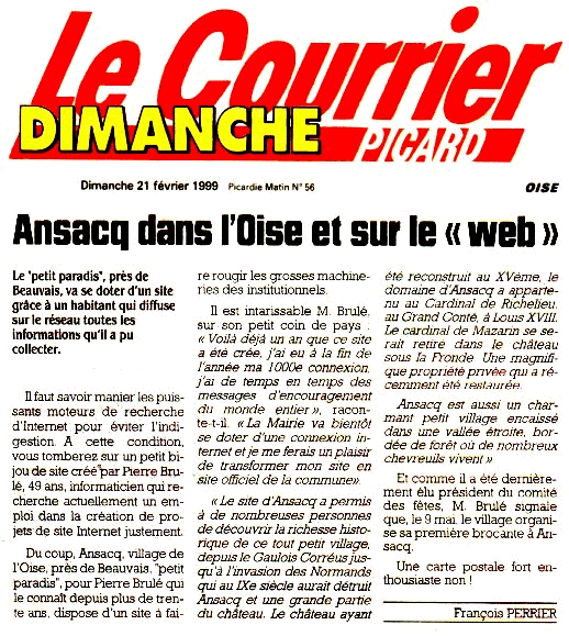 Article du Courrier Picard du 21 fvrier 1999