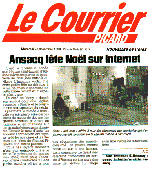 Article du Courrier Picard du 22 Dcembre 1999